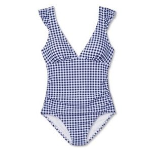 Ruffle Gingham High Coverage One Piece Swimsuit
